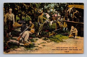 FIELD TELEPHONE UNIT 318TH ARTILLERY CAMP RUCKER ALABAMA MILITARY POSTCARD 1940s