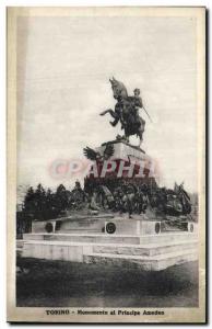 Old Postcard Torino Monumento al Princlpe Amedeo