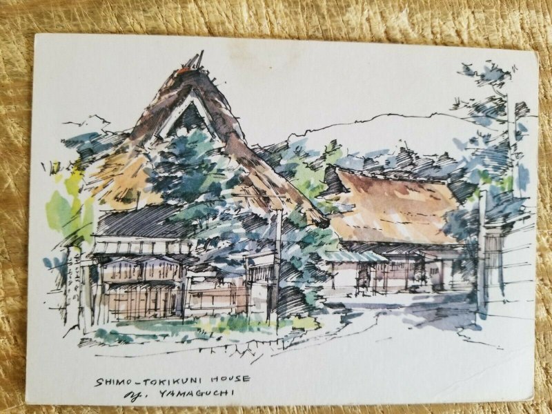 SHIMO-TOKIKUNI HOUSE-YAMAGUCHI.VTG RARE UNUSED JAPANESE POSTCARD*P10