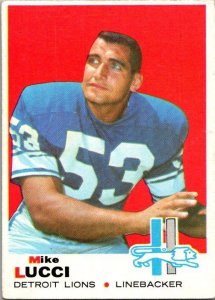 1969 Topps Football Card Detroit Lions Mike Lucci Linebacker sk5522