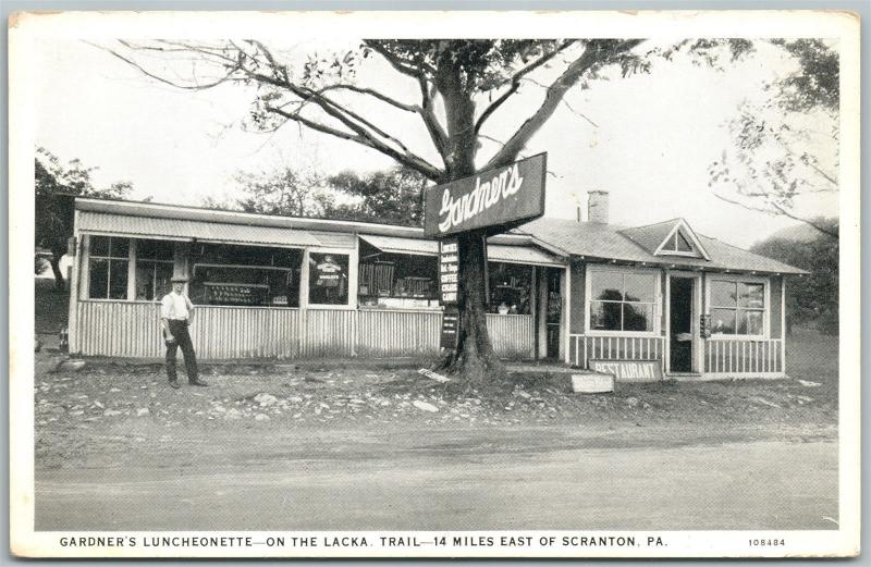 SCRANTON PA GARDNER'S LUNCHEONETTE RESTAURANT ANTIQUE POSTCARD