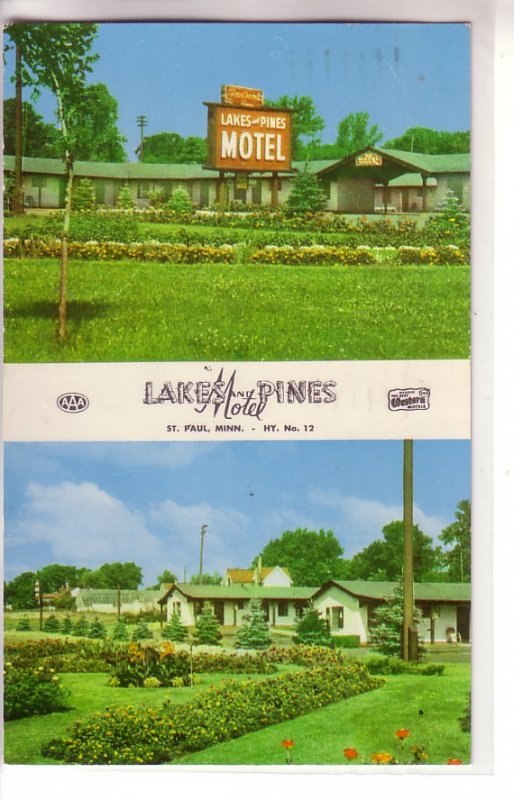 Lake & Pines Motel, St. Paul, Minnesota ! Bi-View !