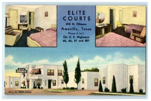 c1940s Elite Courts US Highways 60 66 87 & 287 Amarillo Texas TX Postcard