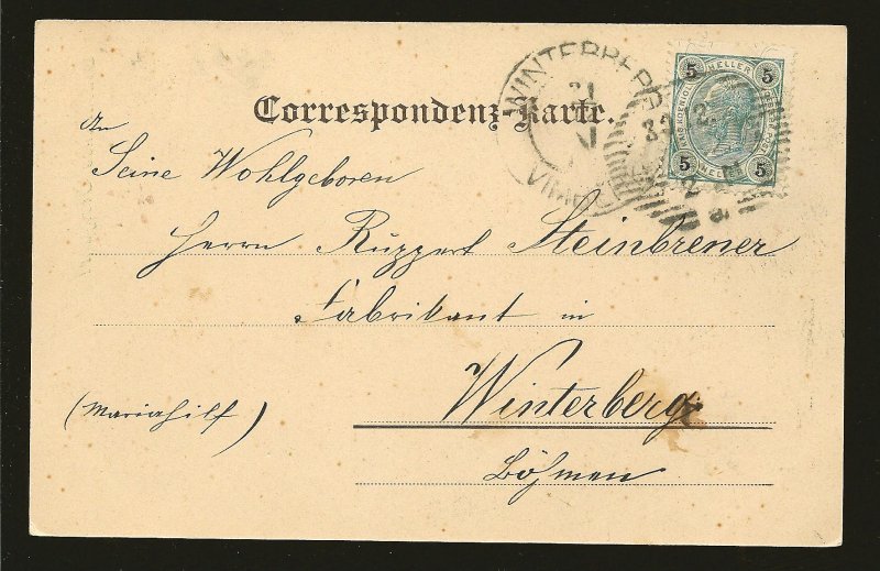 Austria Postmark 1903 Graz Gluckliches-Neujahr (Christmas) Postcard