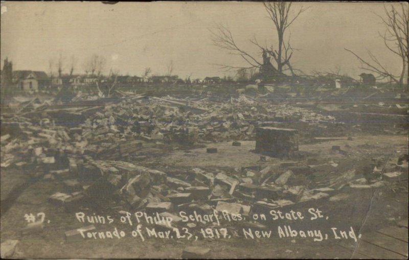 New Albany IN Tornado Ruins 1917 Real Photo Postcard