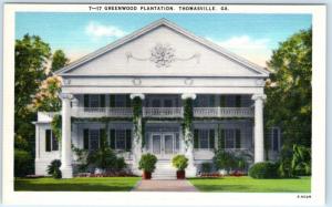 THOMASVILLE, Georgia  GA    GREENWOOD PLANTATION  c1940s Linen  Postcard