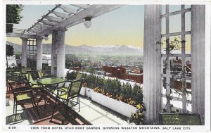 Hotel Utah Roof Top Garden View of Wasatch Mountains Salt Lake City Utah