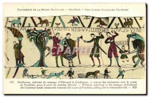 Postcard Old Bayeux Tapestry De La Reine Mathilde Guillaume informs the messa...