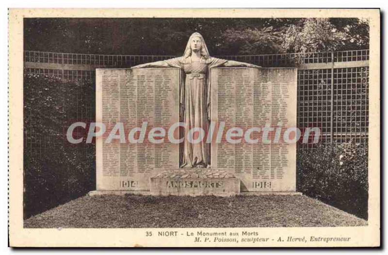 Old Postcard Niort Monument Aux Morts