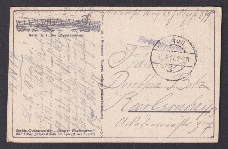 Vintage postcard GERMANY WWI Humor - Wire Thief Feldpost Mw.Kp. 28