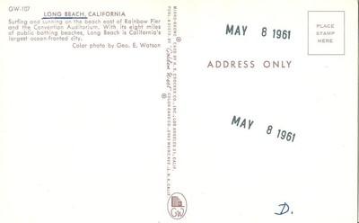 Long Beach, California 1950s unused Postcard