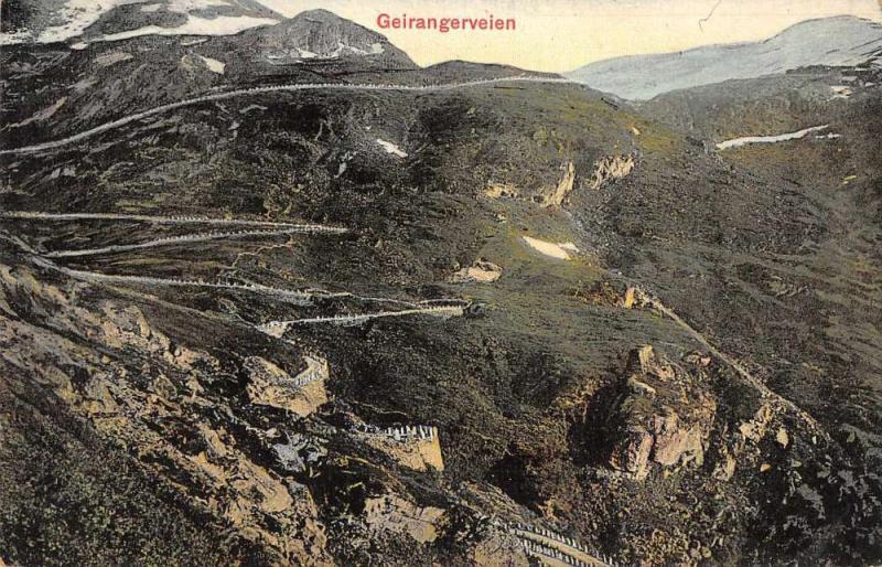 Geirangerveien Norway Scenic View Antique Postcard J45405