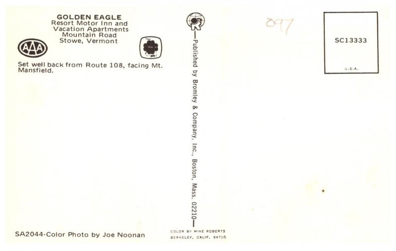 Vermont   Stowe , Golden Eagle  Motel ,