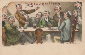 German Beer Drinking Bieuquitsch WW2 Military Comic Antique Postcard