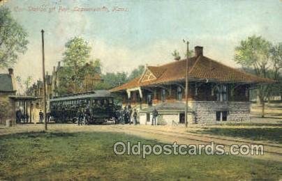 Car Station, Fort Leavenworth, KS, Kansas, USA Train Railroad Station Depot 1...