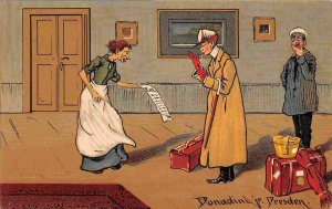 Pay The Bill Hotelkeeper Guest artist signed Donadini Jr Germany 1910c postcard