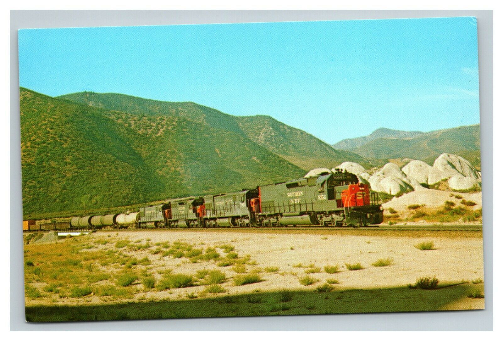 Vintage 1974 Postcard Southern Pacific Railroad Mormon Rocks Cajon