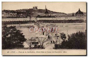 Old Postcard Lyon Guillotiere Bridge Hotel Dieu and Coteau de Fourviere