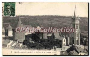 Postcard Old Sille Le Guillaume The Church And The Castle