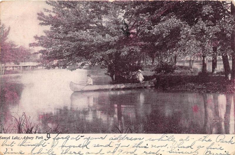 ASBURY PARK NEW JERSEY SUNSET LAKE UDB MURRAY JORDAN PUBLISHER POSTCARD c1905