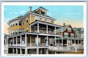 1920's OCEAN CITY MARYLAND MD HASTINGS HOTEL BOARDWALK KAUFMANN ANTIQUE POSTCARD