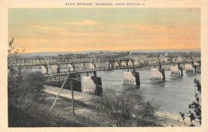 WINDSOR, Novia Scotia Canada     AVON BRIDGES  Bird's Eye View   Postcard