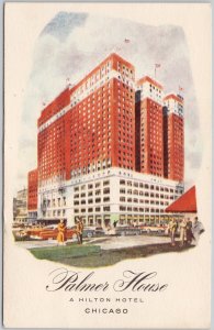 Vintage Palmer House Hilton Hotel Chicago Postcard 1950s Lithograph H76