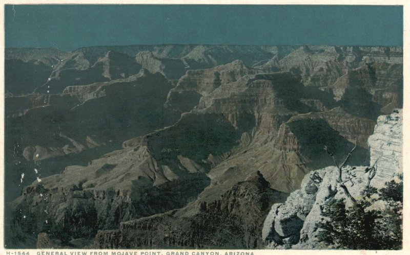 Vintage Postcard 1920's General View from Mojave Point Grand Canyon Arizona AZ