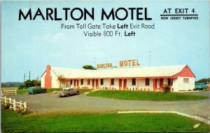 Marlton Motel, New Jersey Turnpike Exit 4 Moorestown NJ Vintage Postcard Q75