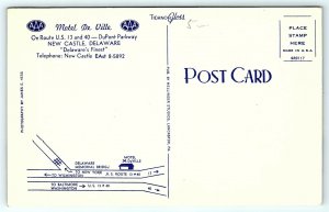 Postcard DE New Castle Motel De Ville Du Pont Parkway R14