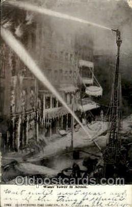 Water tower in Action, New York, USA Fire Related, Fire Departments 1906 