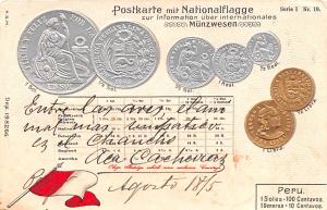 Coin Postcard, Old Vintage Antique Peru