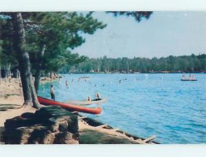 Pre-1980 CANOE BOATS AT FISH CREEK BEACH Saranac Lake New York NY M7727