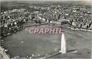 Modern Postcard Geneva Aerial view of the fountain and the Bay City