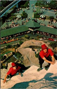 Disneyland Postcard Mountain Climbers Matterhorn Swiss Chalet Bobsleds~4211