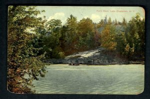 PX3b Quarto-Chrome 1912 Lake Champlain, N.Y. Put's Rock Boat in water