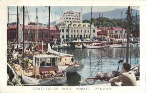Postcard Constitution Dock, Hobart, Tasmania *very thin* 1958 A34