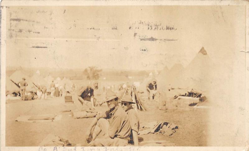 F1/ Iowa Infantry Real Photo RPPC Postcard c1910 Brownsvilel Texas Military