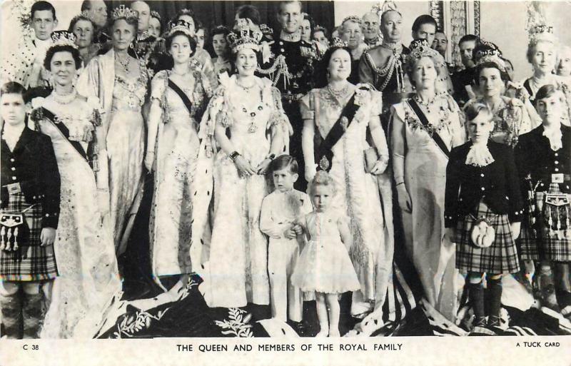 Royalty the Queen and members of the royal family postcard