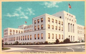 Vintage Postcard 1946 U.S. Post Office & Court House Greensboro North Carolina