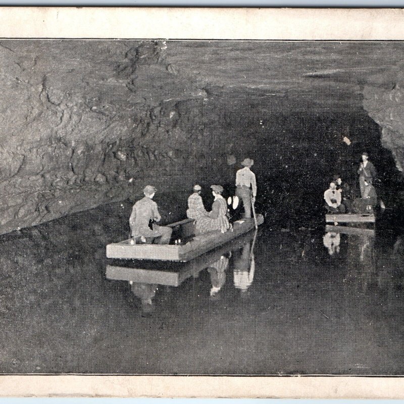 c1920s Mammoth Cave, KY Tour Underground River Boat Spelunking Fun Postcard A170