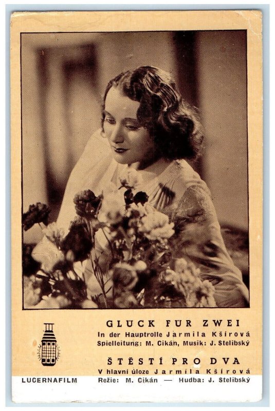 c1940's Hapiness Luck For Two Jarmila Ksirova Film Advertising Czechia Postcard