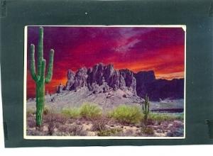 USA ARIZONA MESA POSTCARD SUPERSTITION MOUNTAIN SUN RISES...