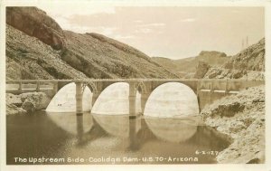 Arizona Upstream Coolidge Dam US 70 1930s RPPC Photo Postcard 21-12129