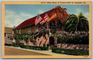 Vtg St Augustine Florida FL Oldest House St Francis Street 1930s View Postcard