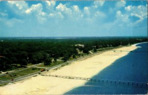 Aerial View of Highway and Beach, MS Gulf Coast Vintage Postcard E78