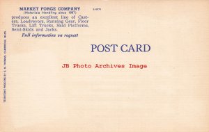 Advertising Linen Postcard, Market Forge Company Load Movers, Everett MA