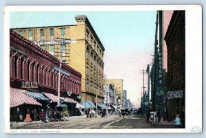 Des Moines Iowa IA Postcard Walnut Street Buildings Busy Day Stores 1910 Vintage