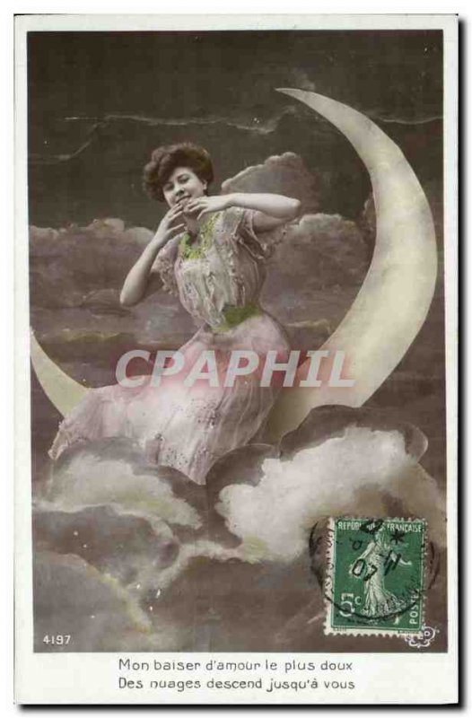 Old Postcard Fantaisie Moon