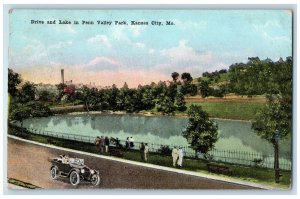 1920 Drive And Lake In Penn Valley Park Kansas City Missouri MO Posted Postcard